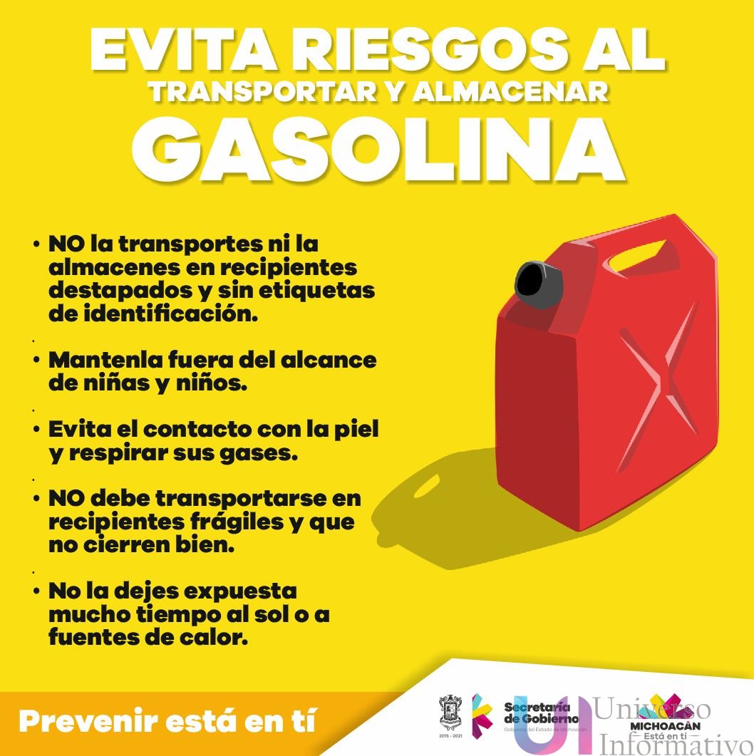 Reitera Segob Riesgos De Almacenar Y Transportar Gasolina En